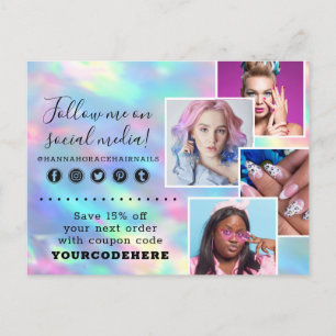Thank You Pastel Rainbow Swash Chic Logo 4-Photo Postcard
