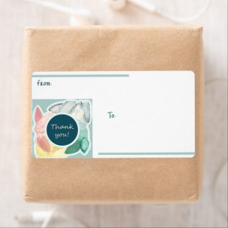 Thank You - Pastel Teal Tropical Label