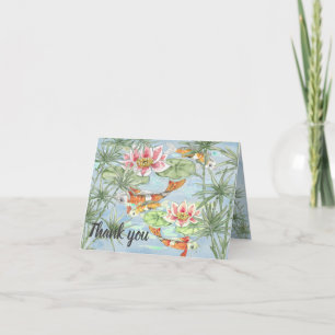 Thank You Pastel Tropical Koi Fish Pond Watercolor