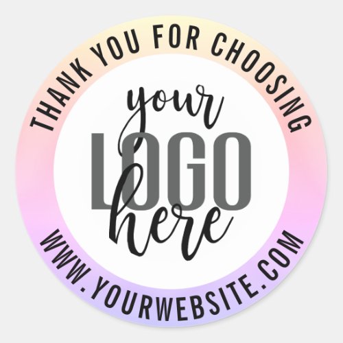 Thank You Pastel Unicorn Holograph Business Logo Classic Round Sticker