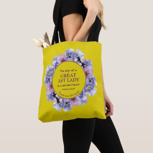  Thank You PASTOR 1st Lady Yellow Floral Tote Bag