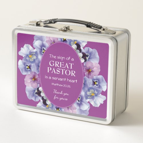 Thank You Pastor Appreciation Floral Metal Lunch Box