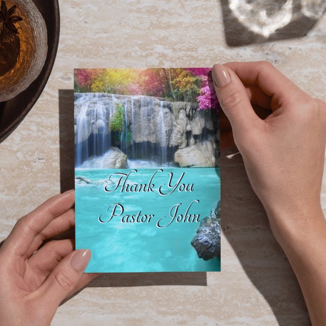 Thank You Pastor | Blue Waterfall Appreciation Postcard (Thank You Pastor | Blue Waterfall Appreciation Postcard)