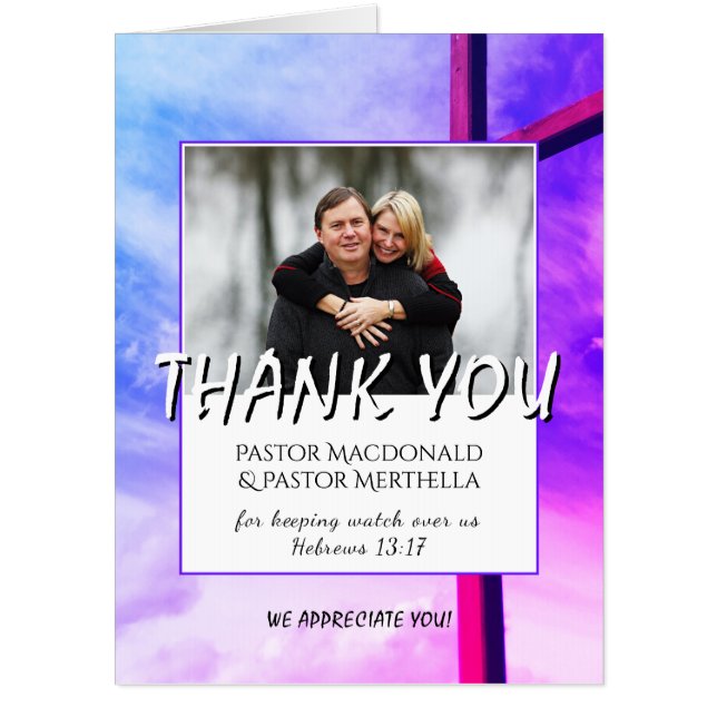 THANK YOU PASTOR Difficult Times Jumbo PHOTO Card (Front)