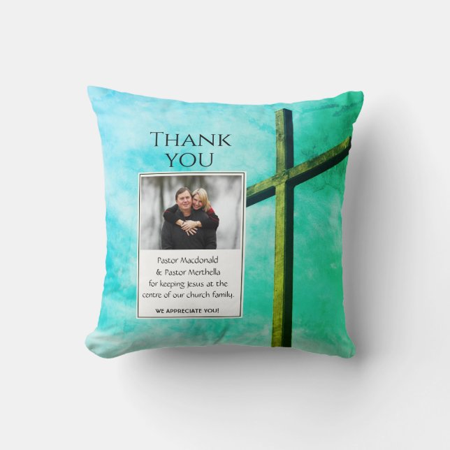THANK YOU PASTOR Keeping Jesus Centre PHOTO Throw Pillow (Front)