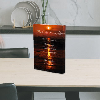 Thank You Pastor Ocean Sunset Pastor Appreciation Acrylic Award