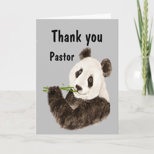 Thank you Pastor with Funny Panda Bear Card