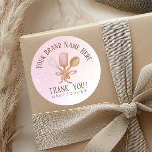 Thank You Pastry Chef Baking Utensil Cute Pink Classic Round Sticker