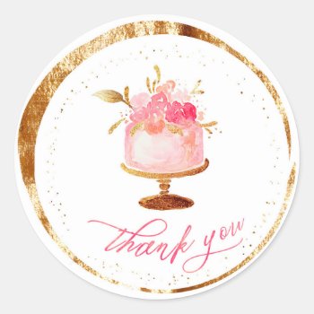 ★ Thank You  Patisserie  Bakery  Cakes & Sweets Classic Round Sticker by laurapapers at Zazzle