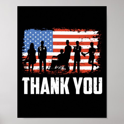 Thank You Patriotic American Flag Poster
