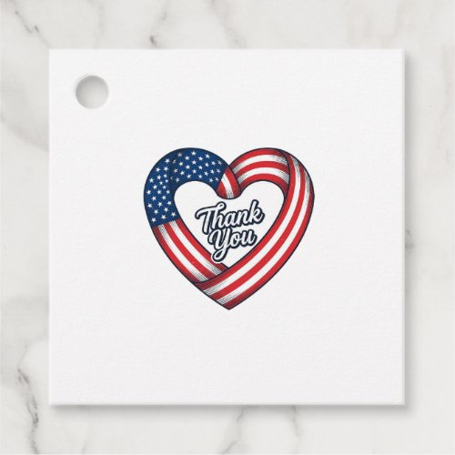Thank You Patriotic Heart Vintage Vector Design_1 Favor Tags