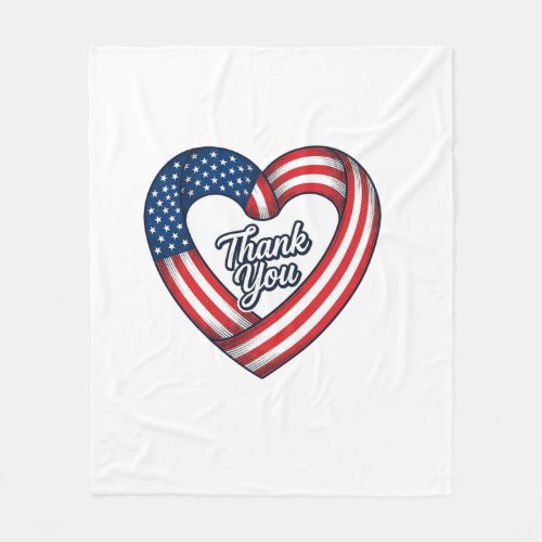 Thank You Patriotic Heart Vintage Vector Design_1 Fleece Blanket