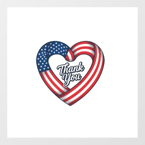 Thank You Patriotic Heart Vintage Vector Design_1 Floor Decals