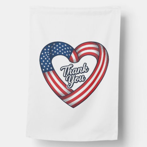 Thank You Patriotic Heart Vintage Vector Design_1 House Flag