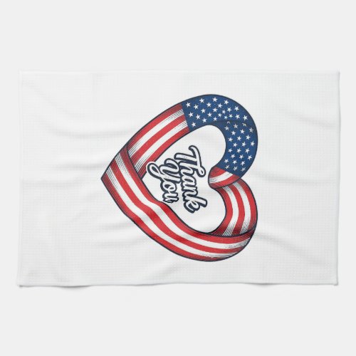 Thank You Patriotic Heart Vintage Vector Design_1 Kitchen Towel