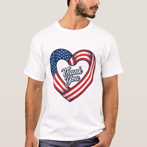 Thank You Patriotic Heart Vintage Vector Design_1 T-Shirt