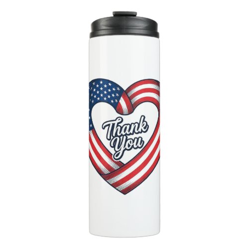 Thank You Patriotic Heart Vintage Vector Design_1 Thermal Tumbler