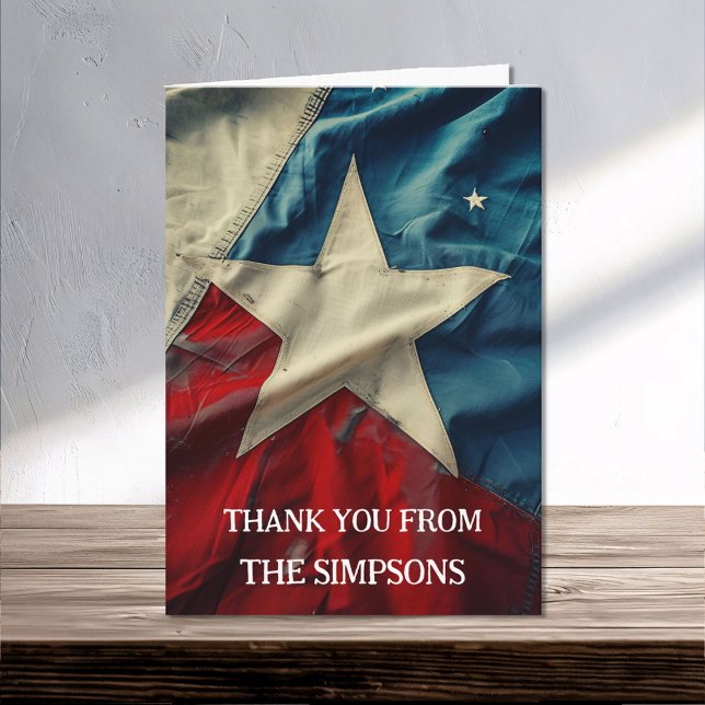 Thank You Patriotic Red White Blue Lone Star  Card (Creator Uploaded)
