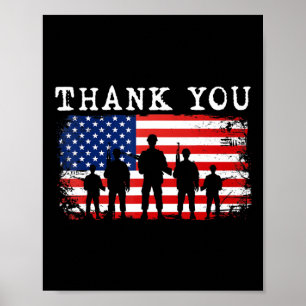 Thank You Patriotic Veteran Memorial Day 4th Of Ju Poster