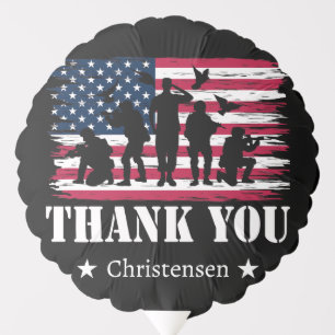 Thank You Patriotic Veteran USA Monogram Name Balloon
