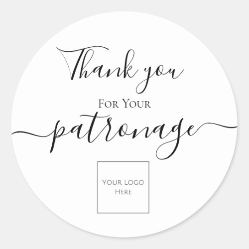 Thank you Patronage Typography Elegant Business Classic Round Sticker