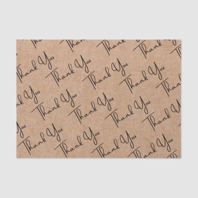 thank you pattern kraft brown tissue paper (Front)