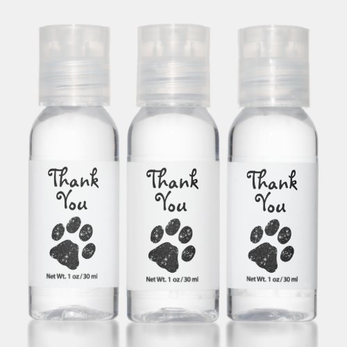 Thank You Paw Print Glitter Dog Pet Business Hand Sanitizer