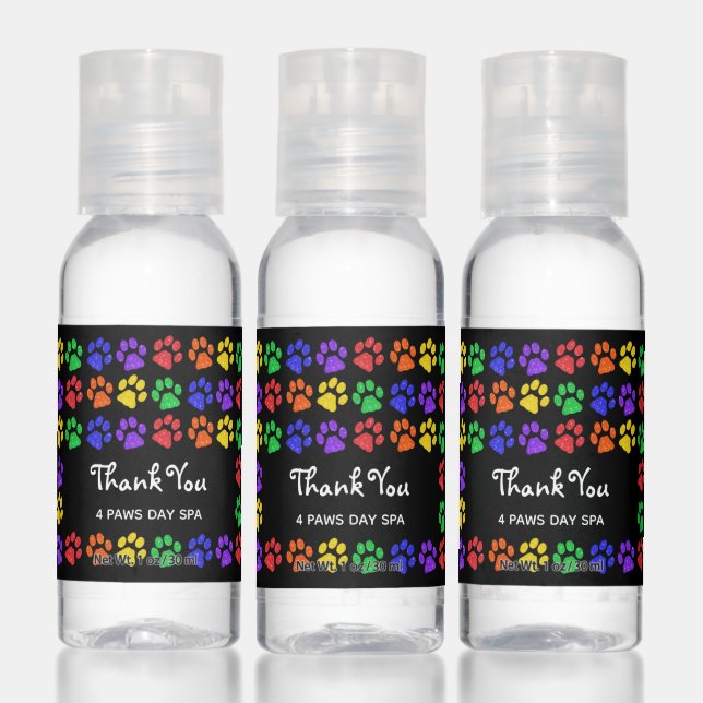 Thank You Paw Prints Glitter Groomer Pet Business Hand Sanitizer (Set)