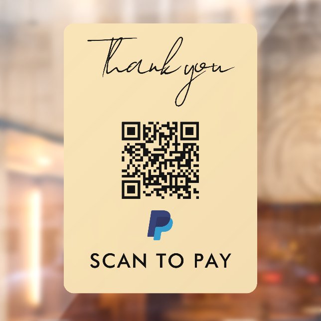 Thank you Paypal QR Code Scan to Pay Modern Groovy Window Cling (Sheet 2)