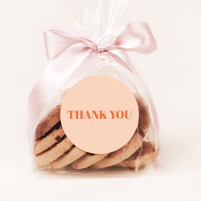 Thank You Peach and Orange Classic Round Sticker (Creator Uploaded)