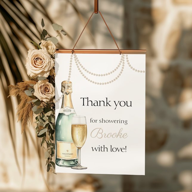 Thank you Pearls Prosecco Bridal Shower Easel Sign (Creator Uploaded)