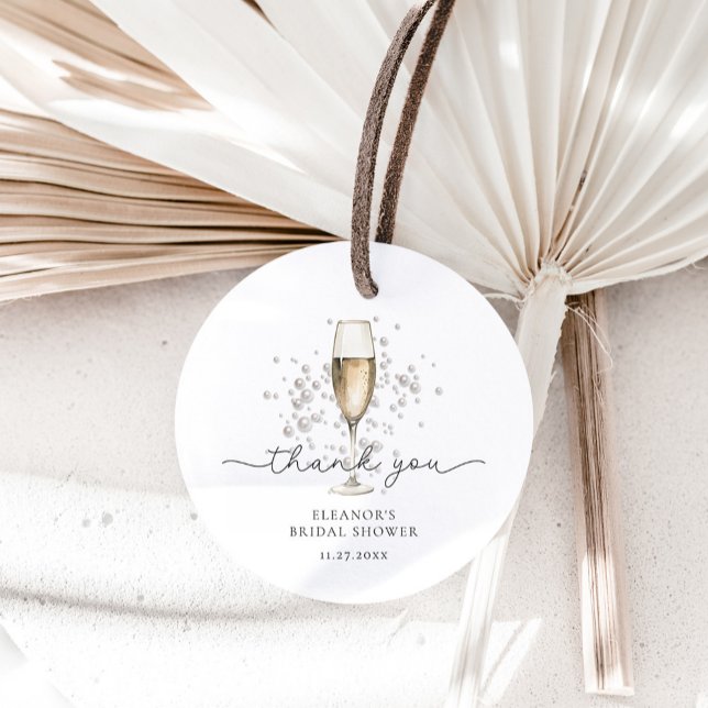 Thank You Pearls & Prosecco Bridal Shower Favor Tags (Creator Uploaded)