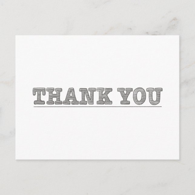 Thank You Pencil Drawing Editable Color Positivity Postcard (Front)