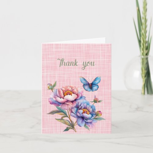 Thank you Peonies and Butterfly  Card