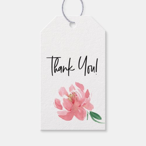 Thank you Peony Watercolor Pink Flower Gift Tags