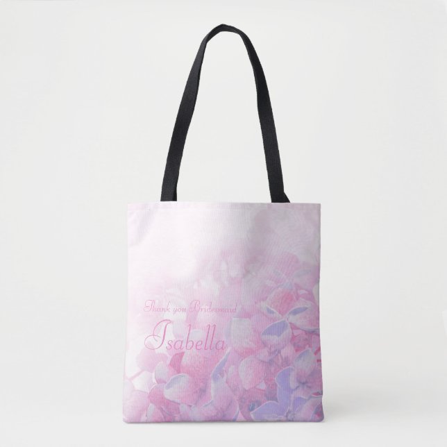 Thank you personalize hydrangea pink tote bag (Front)