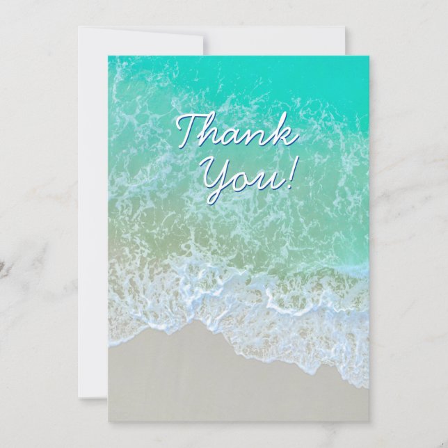 Thank You, Personalize Message, Teal Beach Waves You Card (Front)