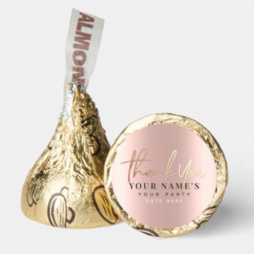 Thank You Personalized 16th Bridal Rose Gold Hersheys Kisses