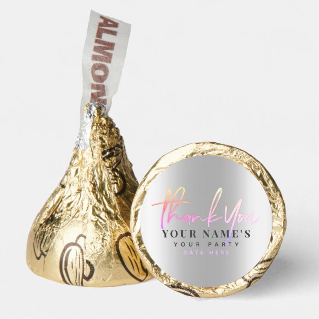Thank You Personalized 16th holographic iridescent Hershey®'s Kisses® (Front)
