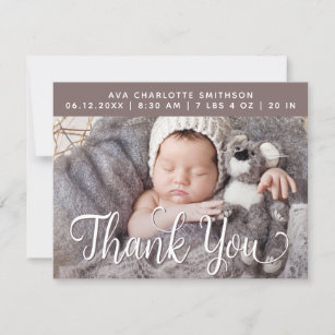     Thank You Personalized Birth Announcement Card