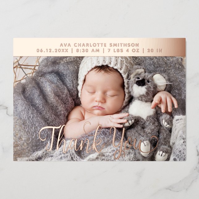     Thank You Personalized Birth Announcement Card (Front)