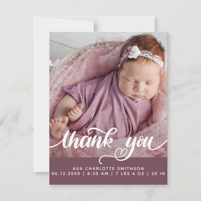    Thank You Personalized Birth Announcement Card (Front)