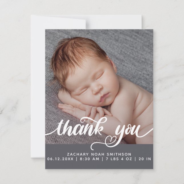     Thank You Personalized Birth Announcement Card (Front)