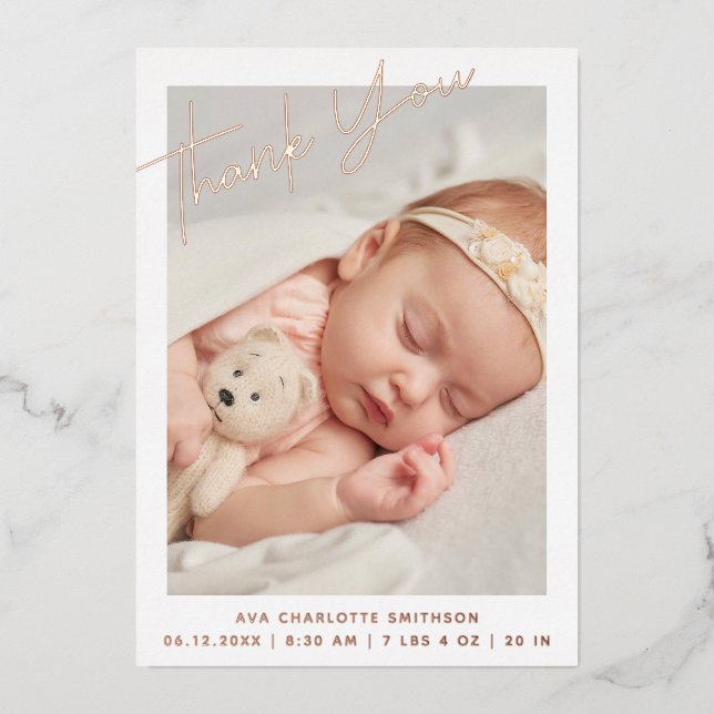     Thank You Personalized Birth Announcement Card (Front)
