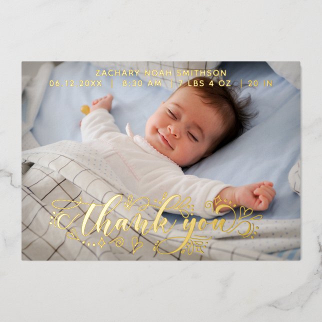     Thank You Personalized Birth Announcement Card (Front)