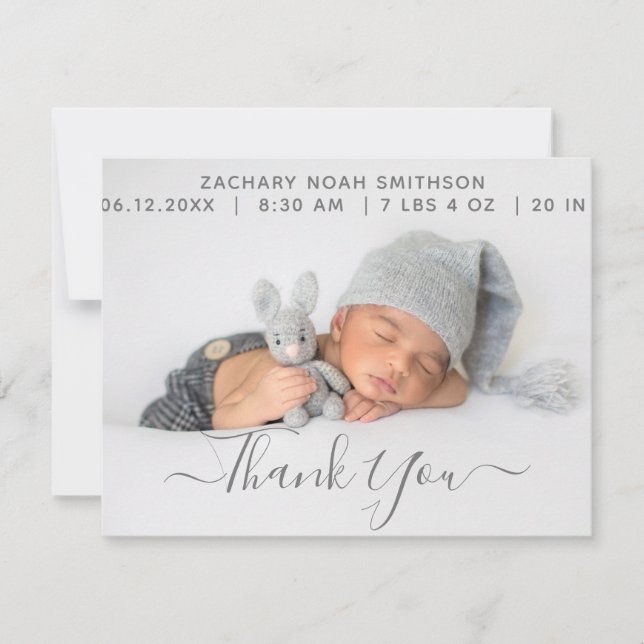     Thank You Personalized Birth Announcement Card (Front)