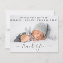 Thank You Personalized Birth Announcement Card