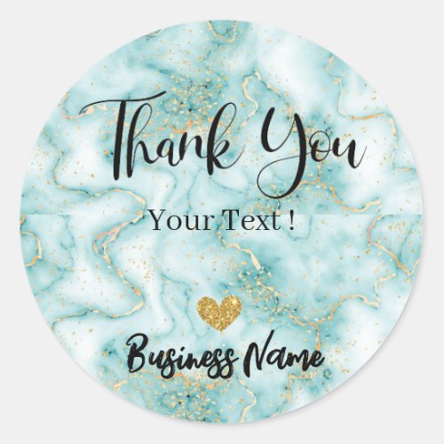 Thank You Personalized Blue Gold  Classic Round Sticker