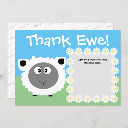 Thank You Personalized Cute Funny Sheep Daisy
