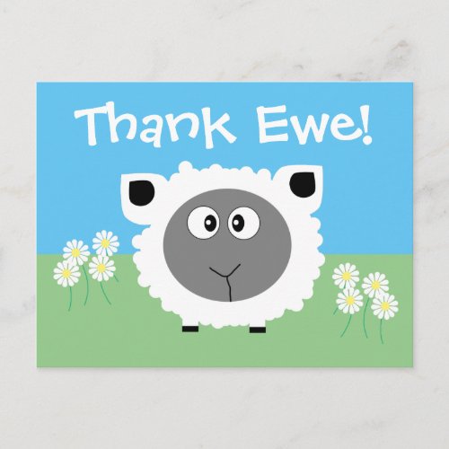 Thank You Personalized Cute Funny Sheep Daisy Postcard